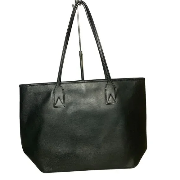 Aritzia Auxiliary Black Leather Tote Bag Purse Carry All + Coin Purse EUC - Picture 1 of 16